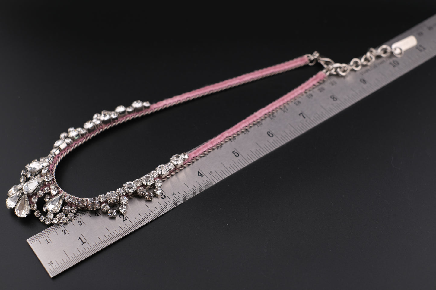 Rada Pink Velvet & Crystal Jewelry Set – Necklace and Bracelet