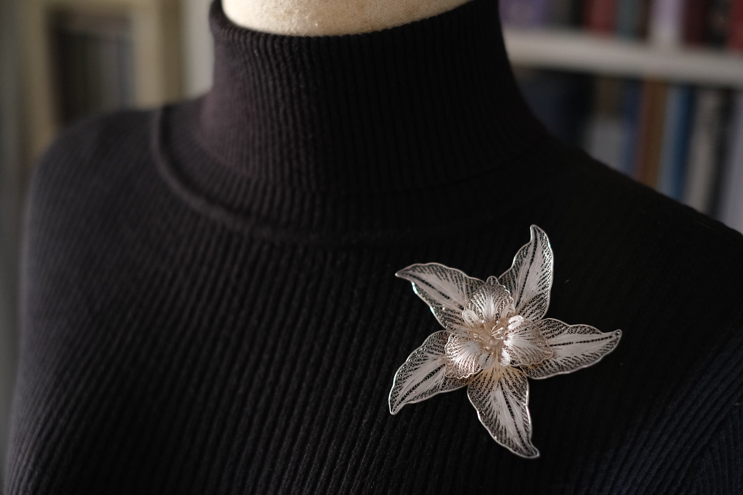 Vintage Sterling Silver Filigree Flower Brooch – 925 Marked