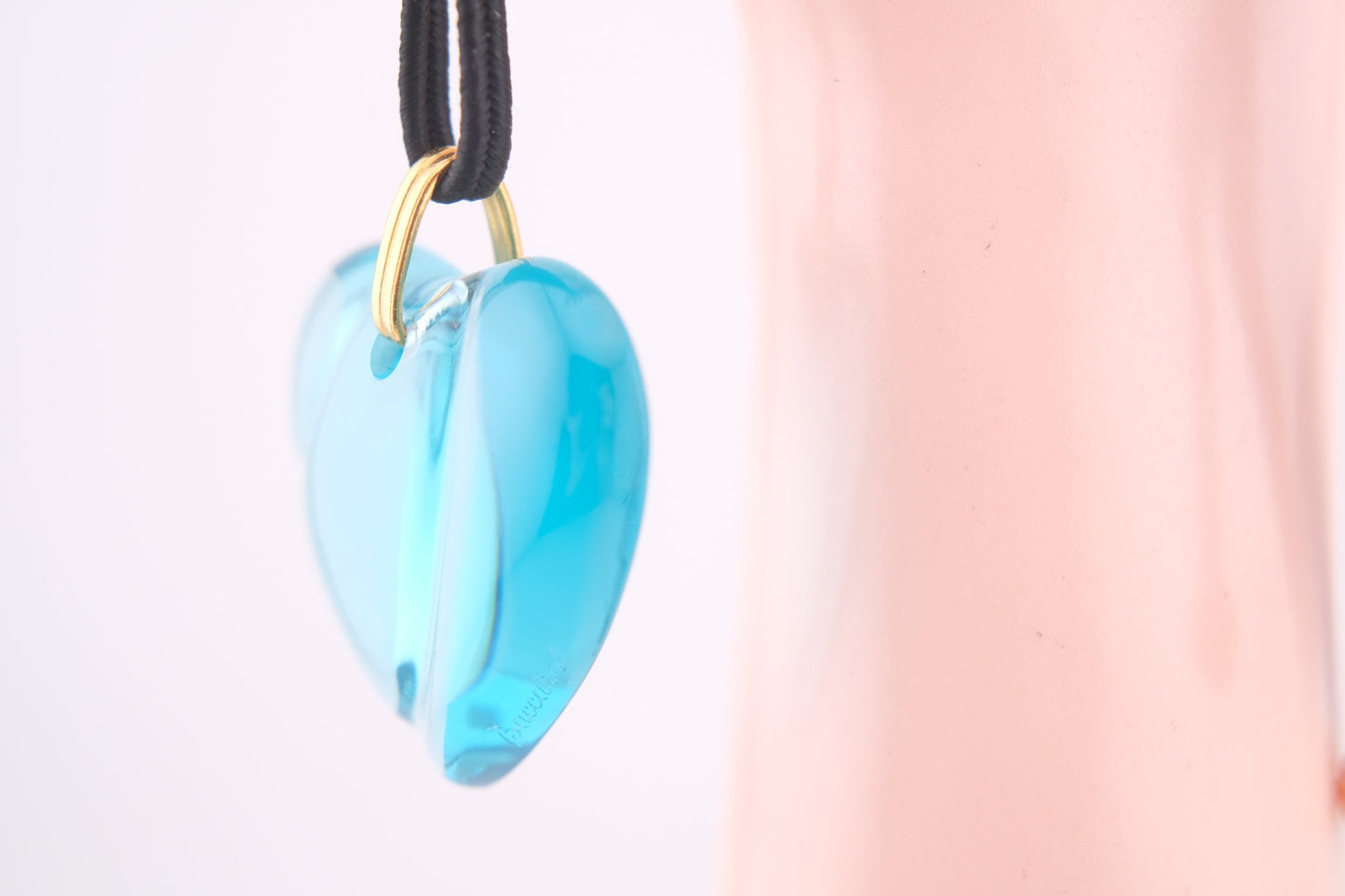 Baccarat Crystal Heart Pendant Necklace – Blue with Black Cord