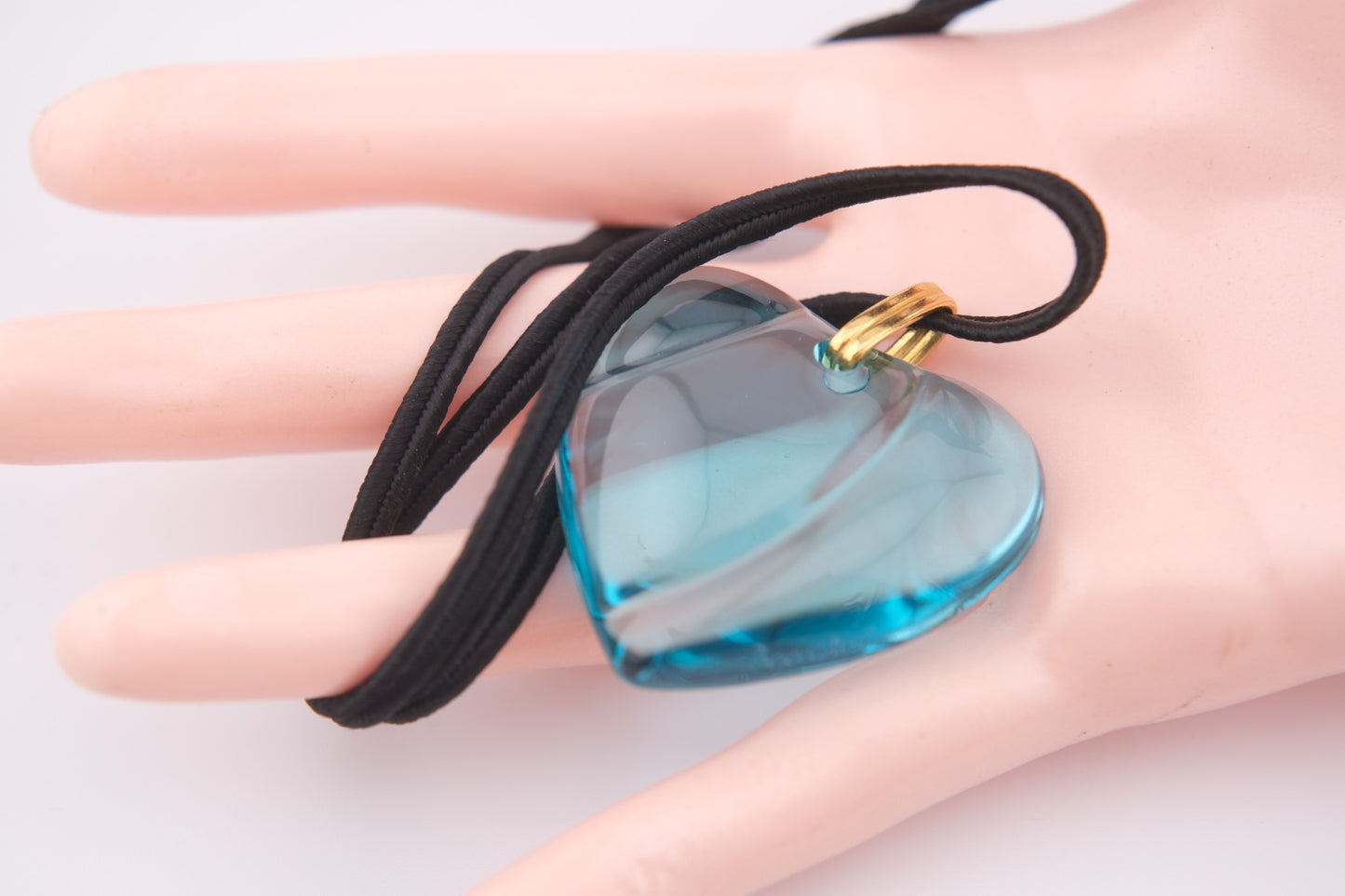 Baccarat Crystal Heart Pendant Necklace – Blue with Black Cord