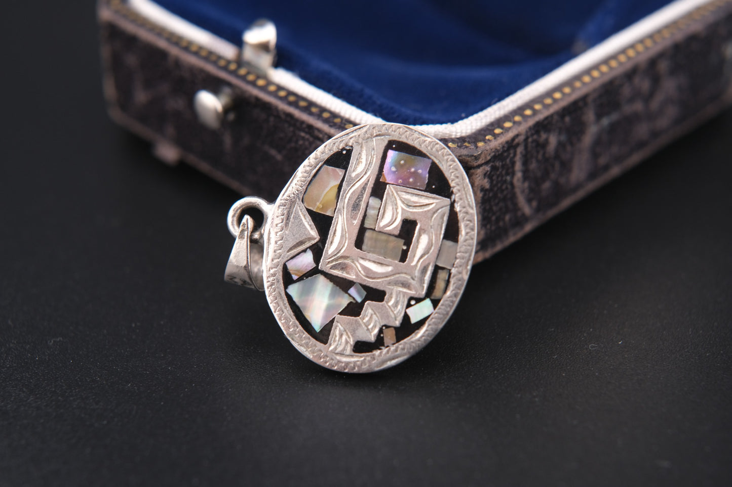 πͺ Vintage Mexican Double-Sided Pendant β Alpaca Silver with Abalone & Turquoise Inlay