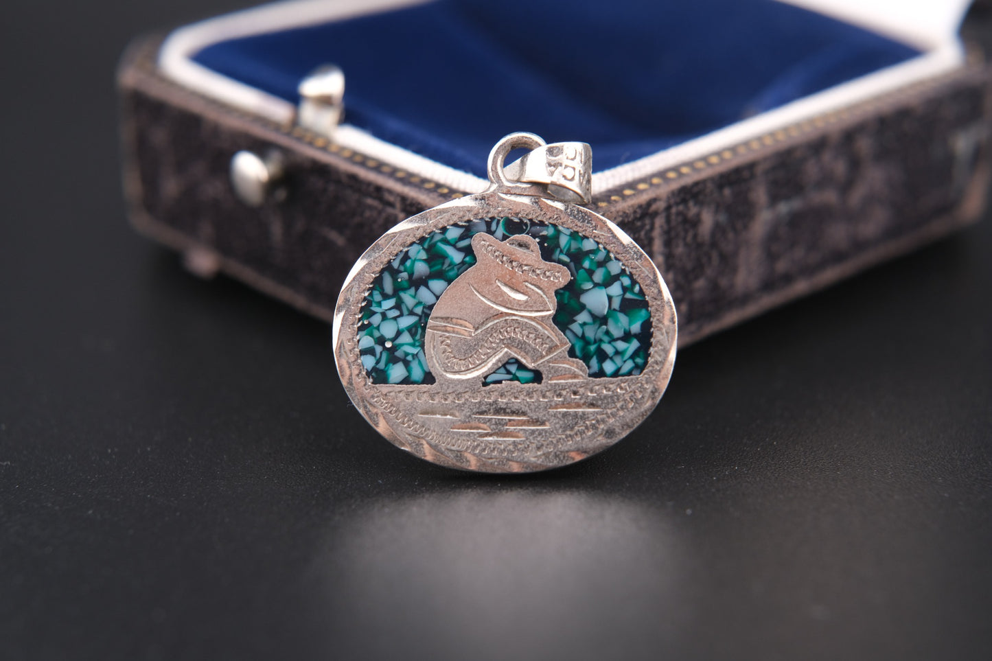 πͺ Vintage Mexican Double-Sided Pendant β Alpaca Silver with Abalone & Turquoise Inlay