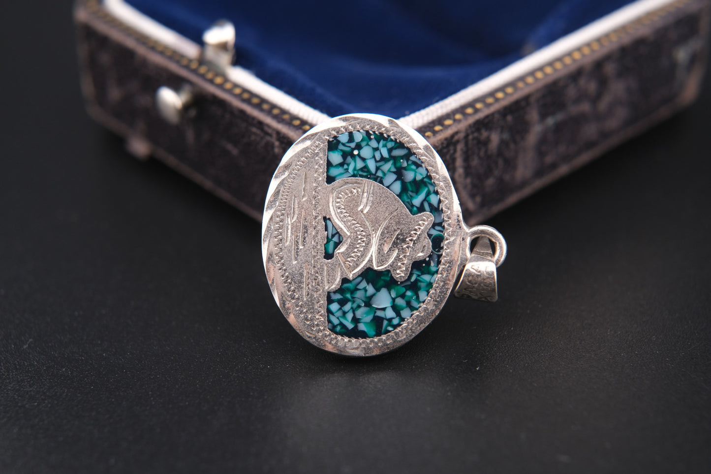 πͺ Vintage Mexican Double-Sided Pendant β Alpaca Silver with Abalone & Turquoise Inlay