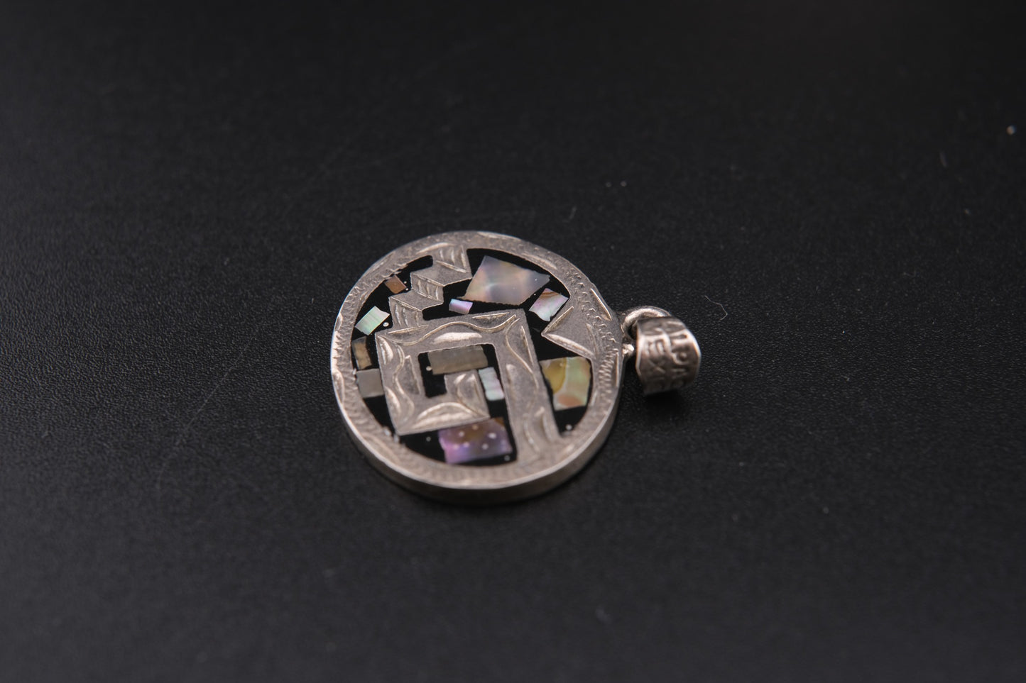 πͺ Vintage Mexican Double-Sided Pendant β Alpaca Silver with Abalone & Turquoise Inlay