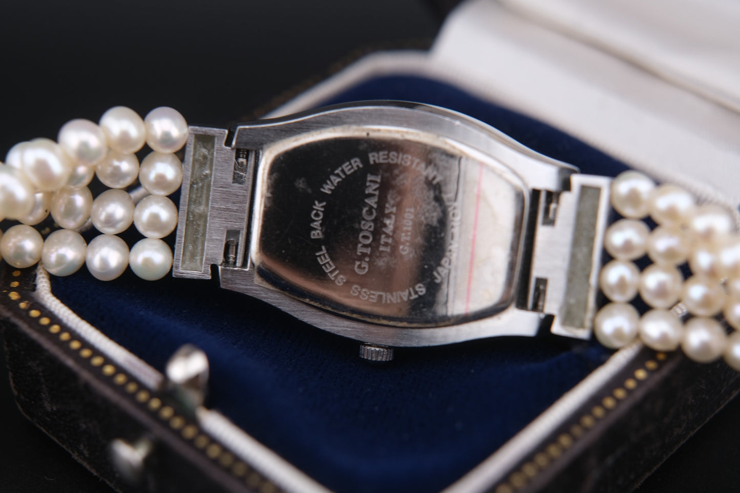 Vintage Gianfranco Toscani Watch with Genuine Pearl Bracelet and Crystal Accents