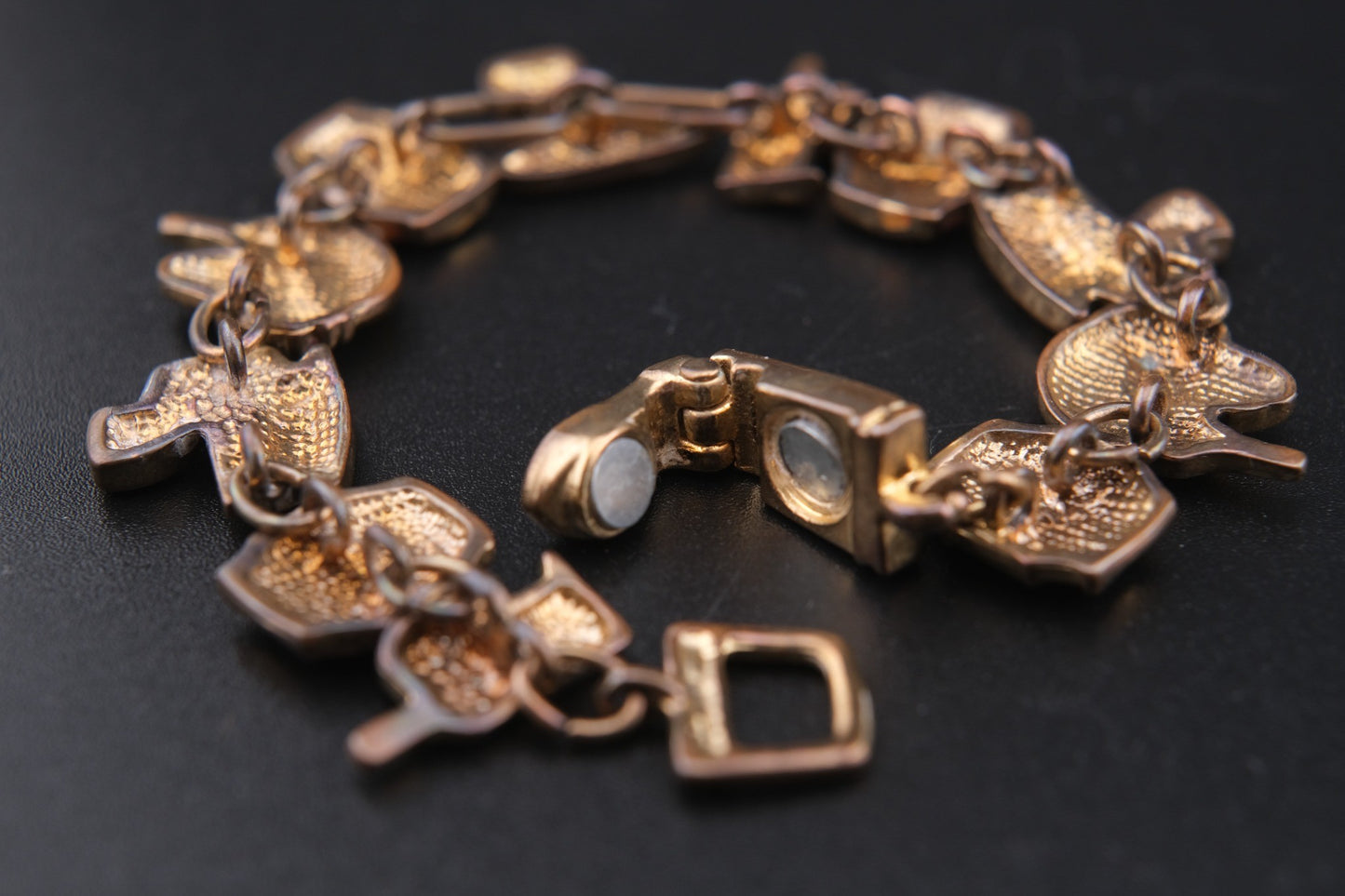 Vintage Wine Charm Bracelet – Enamel Coated with Magnetic Clasp