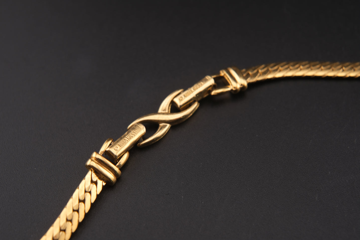Vintage Nina Ricci Gold-Tone Collar Necklace with Rhinestone Accents (1980s)