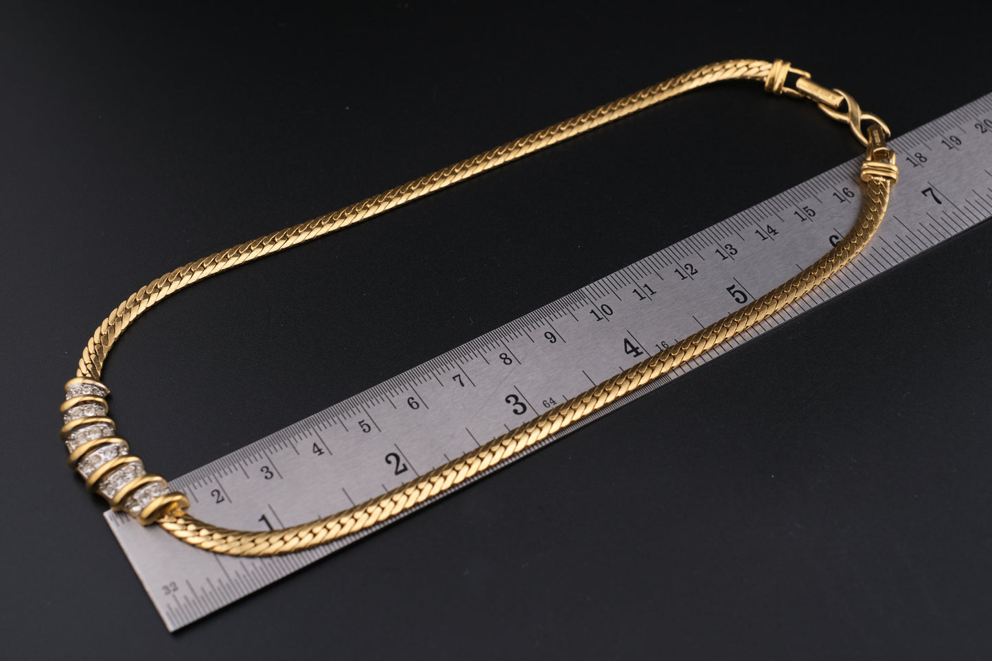 Vintage Nina Ricci Gold-Tone Collar Necklace with Rhinestone Accents (1980s)