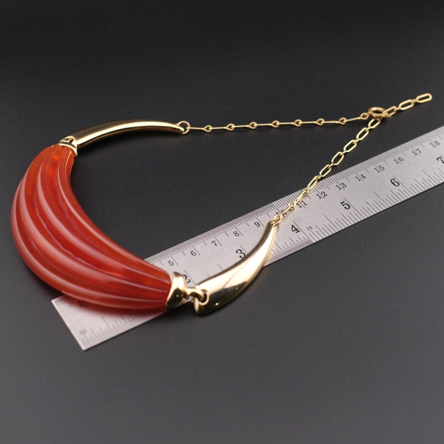 Vintage Lanvin Paris Red Resin & Gold-Tone Statement Necklace