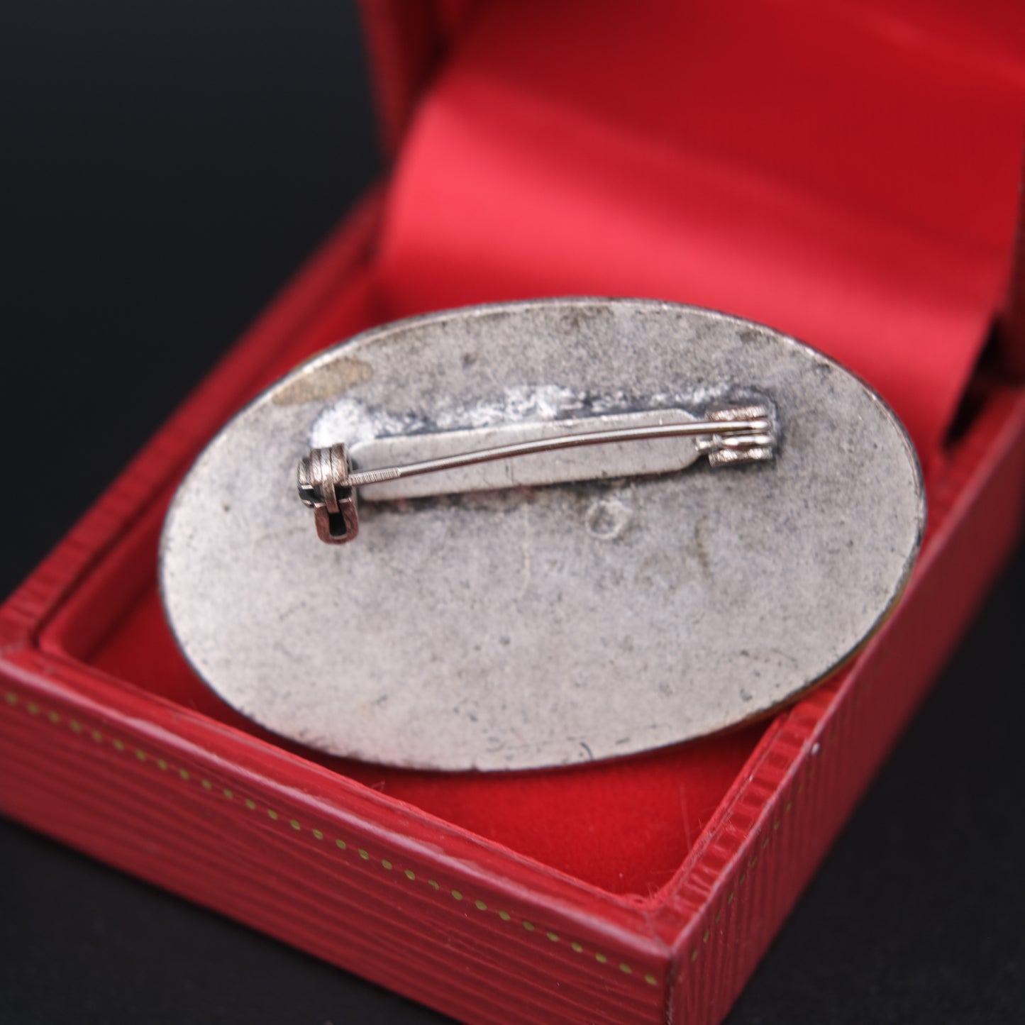 Vintage Art Deco-Style Enamel & Rhinestone Oval Brooch