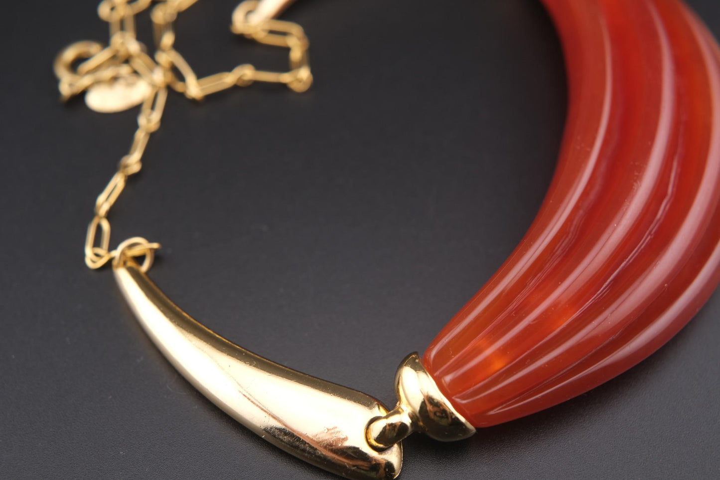 Vintage Lanvin Paris Red Resin & Gold-Tone Statement Necklace
