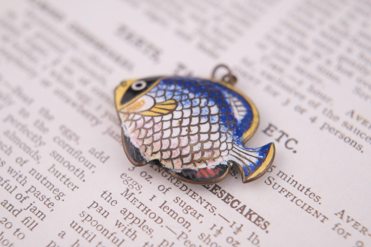 🐟Vintage Cloisonné Enamel Fish Pendant – Double-Sided Hand-Painted Tropical Design