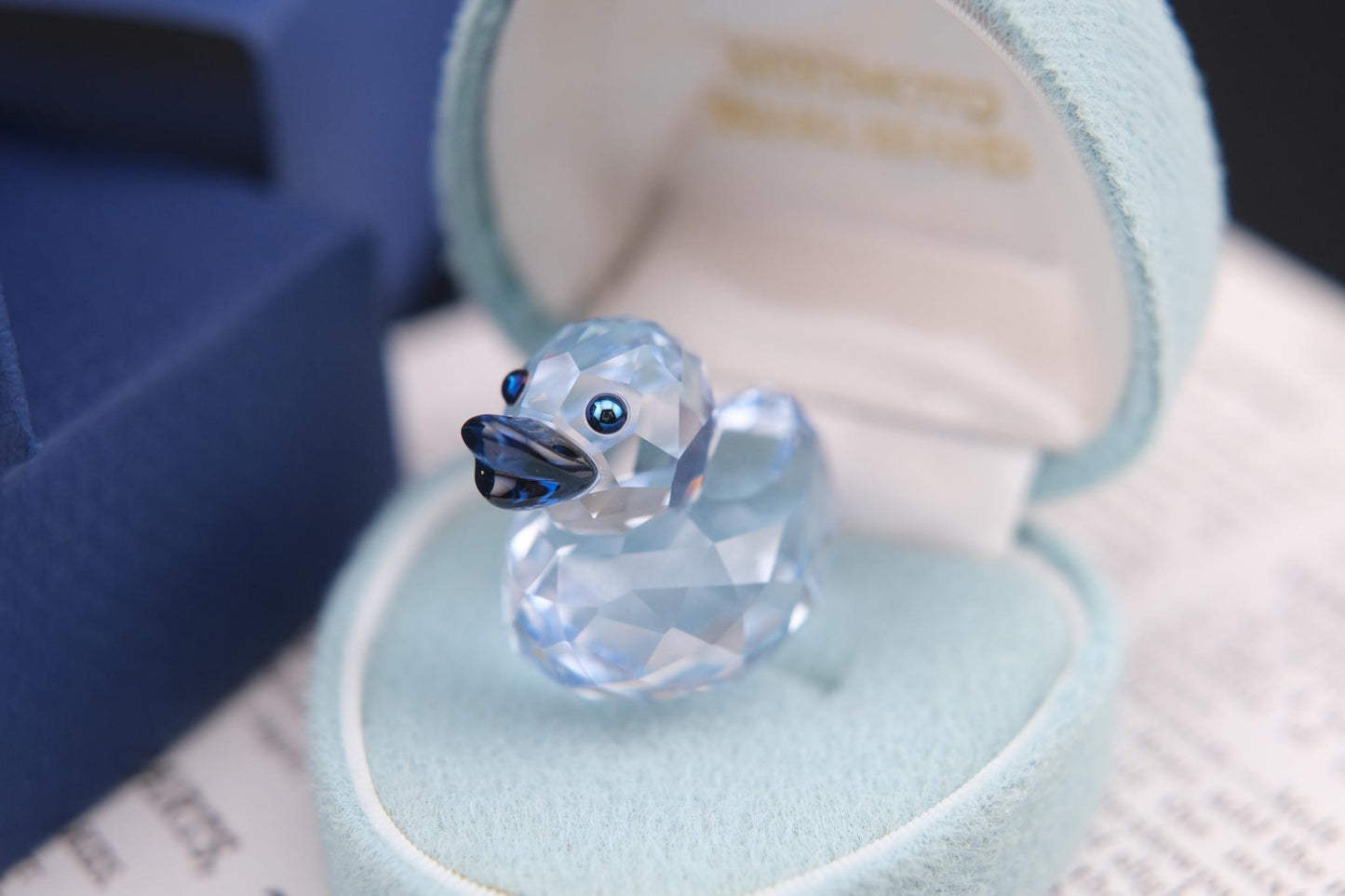 Swarovski Crystal Duck Figurine – Light Blue with Original Box