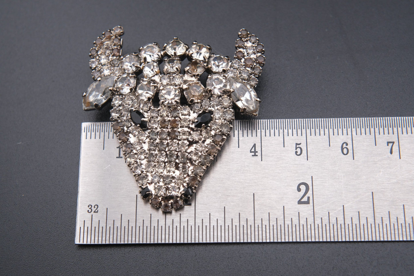 Vintage Monty Don Rhinestone Bull Head Brooch