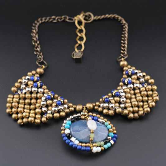 Pam Hiran for Anthropologie Beaded Bib Collar Necklace