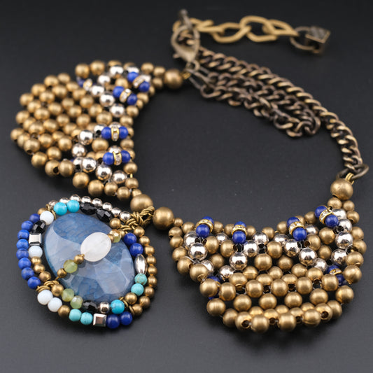 Pam Hiran for Anthropologie Beaded Bib Collar Necklace