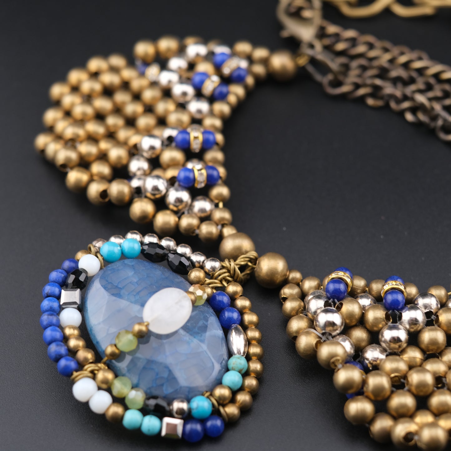 Pam Hiran for Anthropologie Beaded Bib Collar Necklace