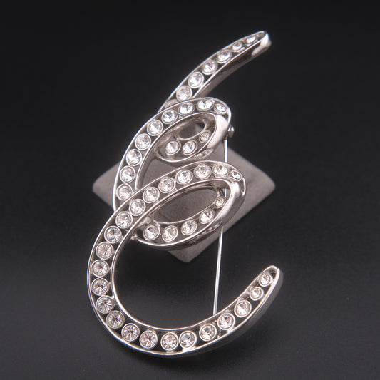 ❤️ Vintage Joconde Silver-Tone Rhinestone Sculptural Swirl Brooch – Statement Piece