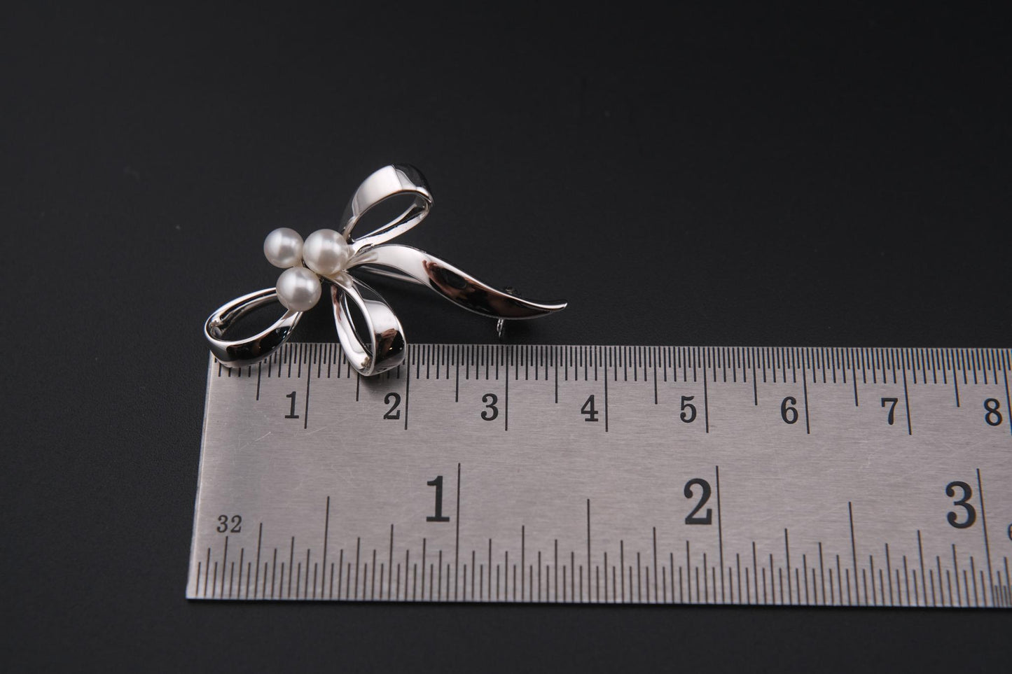Vintage Mikimoto Bow Brooch – Sterling Silver with Akoya Pearls
