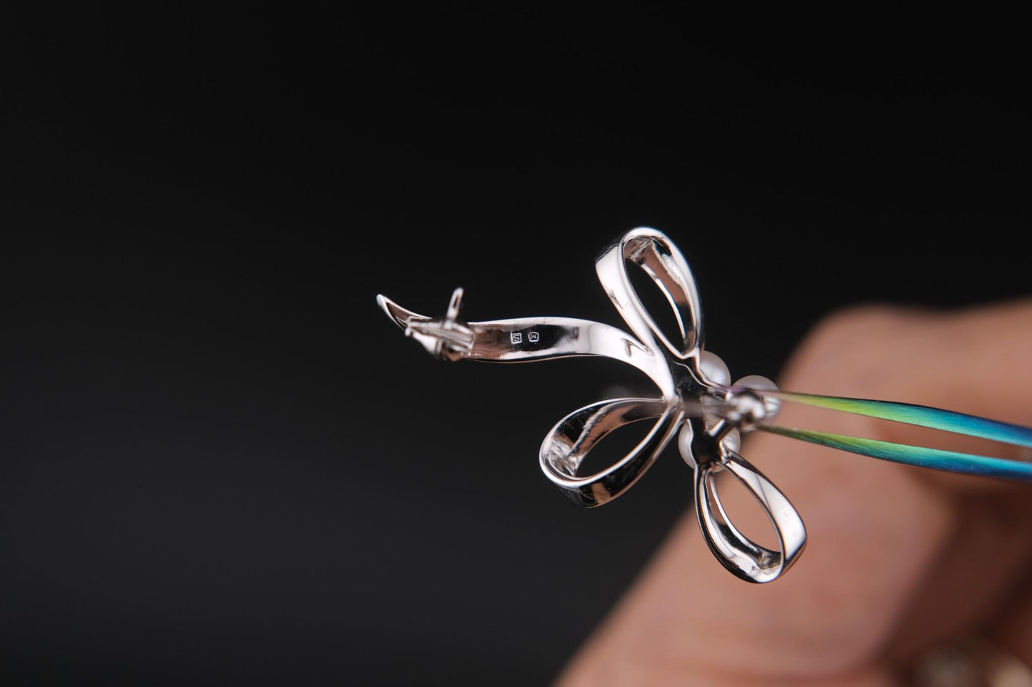 Vintage Mikimoto Bow Brooch – Sterling Silver with Akoya Pearls