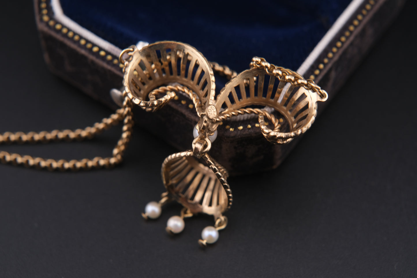 Vintage Vandell 12K Gold-Filled Necklace & Earrings Set with Faux Pearls