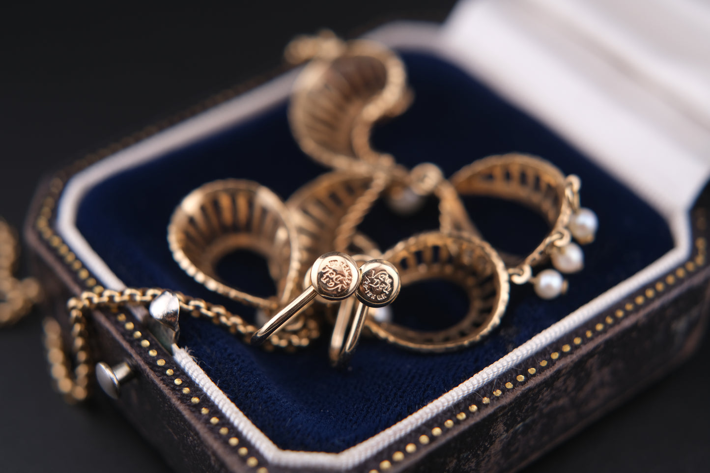 Vintage Vandell 12K Gold-Filled Necklace & Earrings Set with Faux Pearls