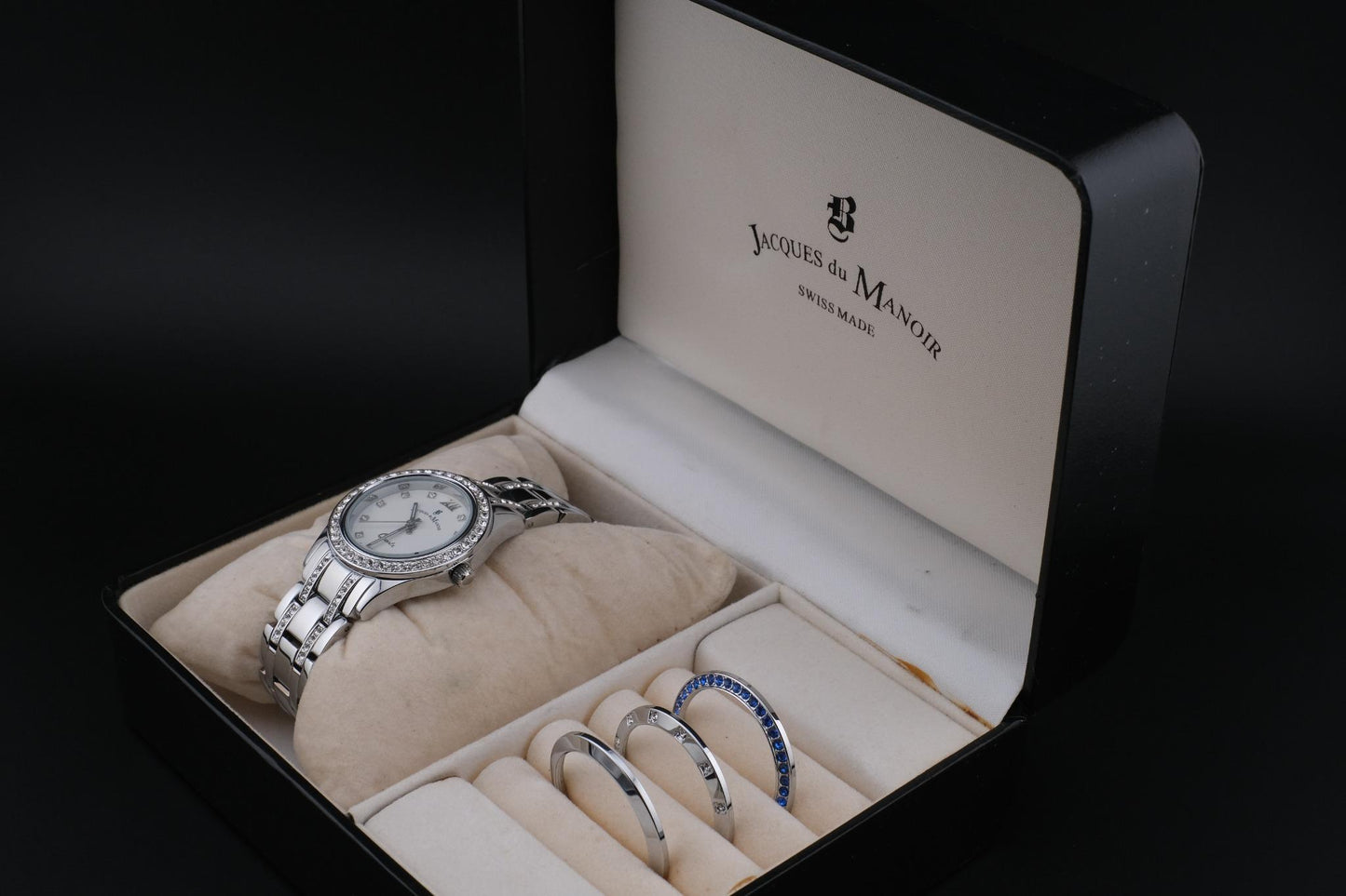 Jacques du Manoir ROYAL Women’s Silver-Tone Watch with 3 Interchangeable Bezels