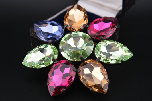 Vintage Multicolor Rhinestone Flower Brooch – Statement Crystal Pin