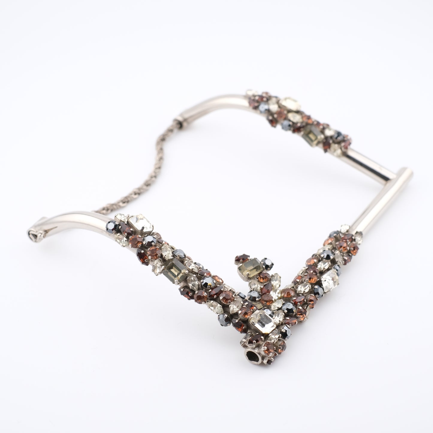 Vintage Cascio Bijoux Italy Rhinestone-Encrusted Square Collar Necklace – 1970s Statement Piece