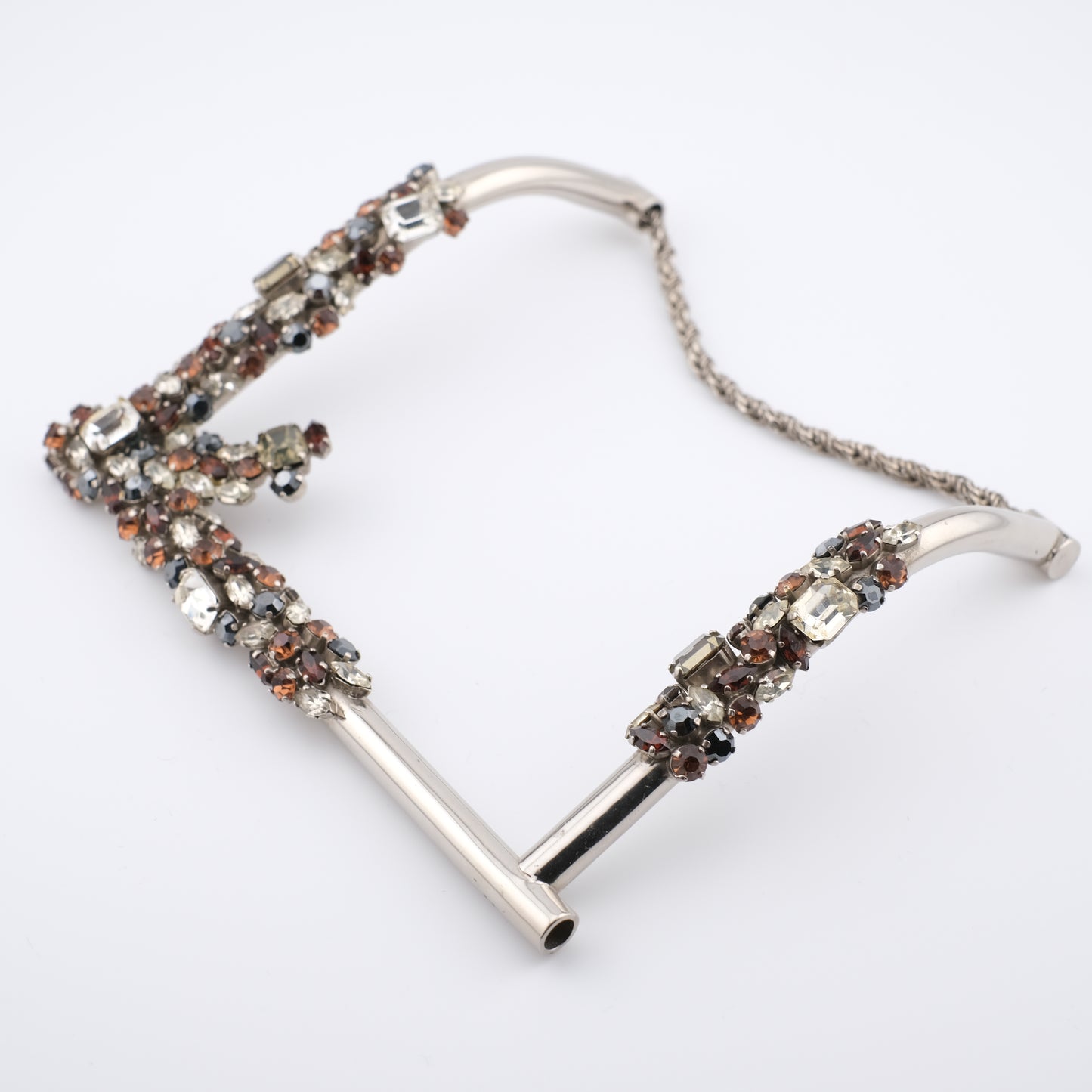 Vintage Cascio Bijoux Italy Rhinestone-Encrusted Square Collar Necklace – 1970s Statement Piece