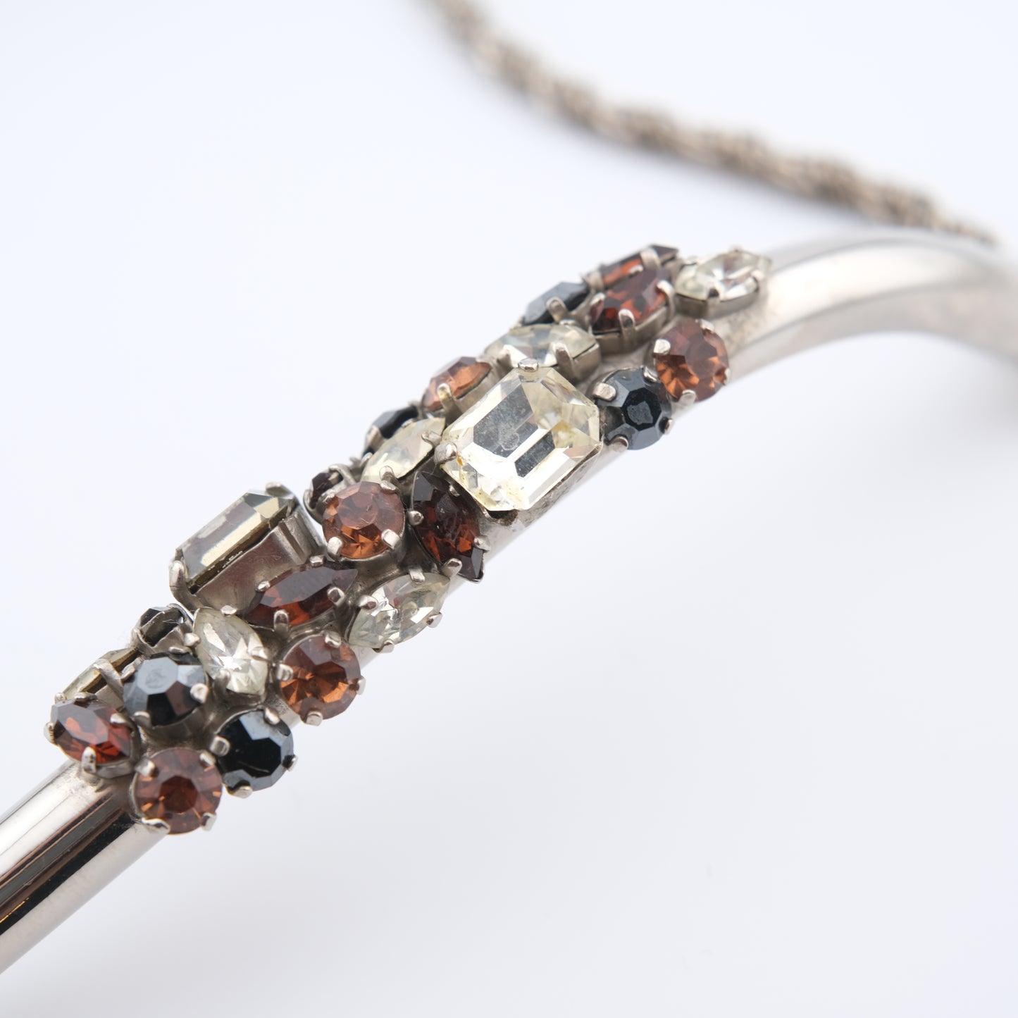 Vintage Cascio Bijoux Italy Rhinestone-Encrusted Square Collar Necklace – 1970s Statement Piece