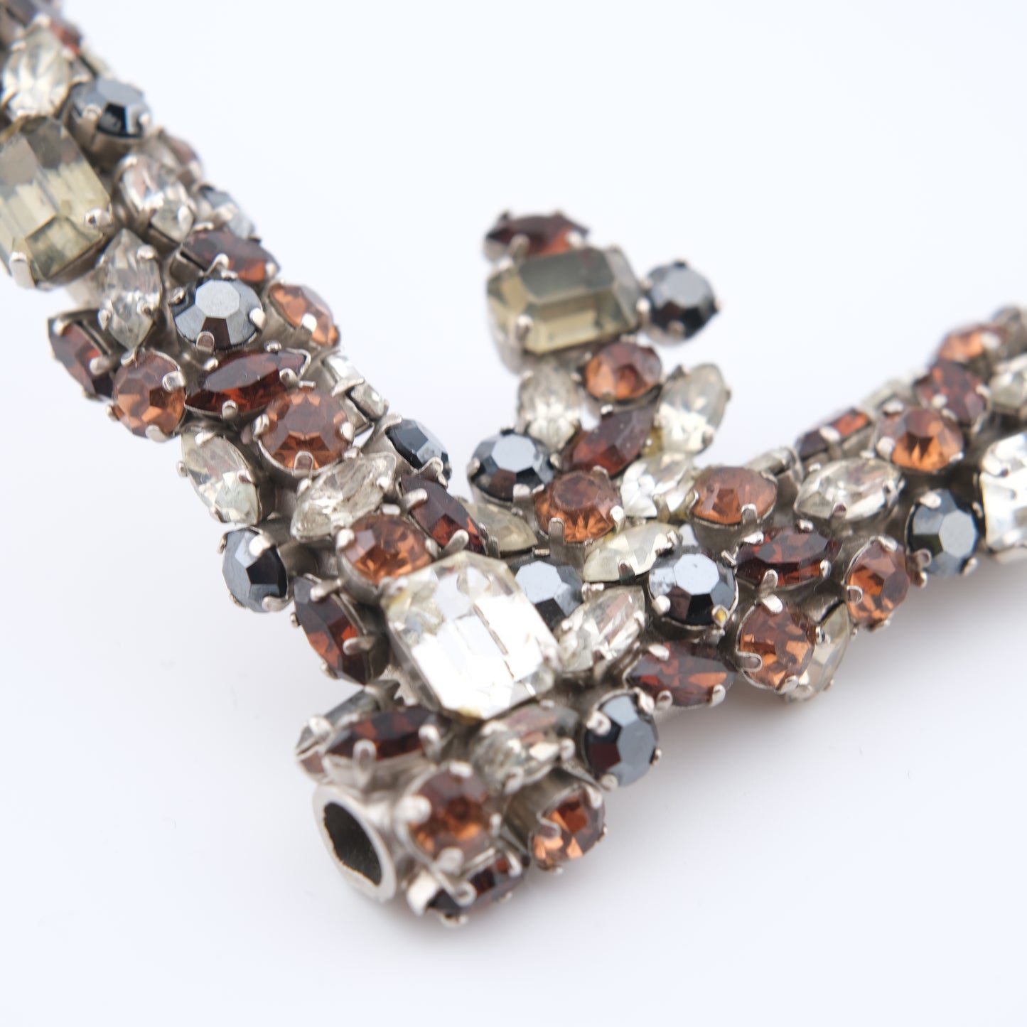 Vintage Cascio Bijoux Italy Rhinestone-Encrusted Square Collar Necklace – 1970s Statement Piece