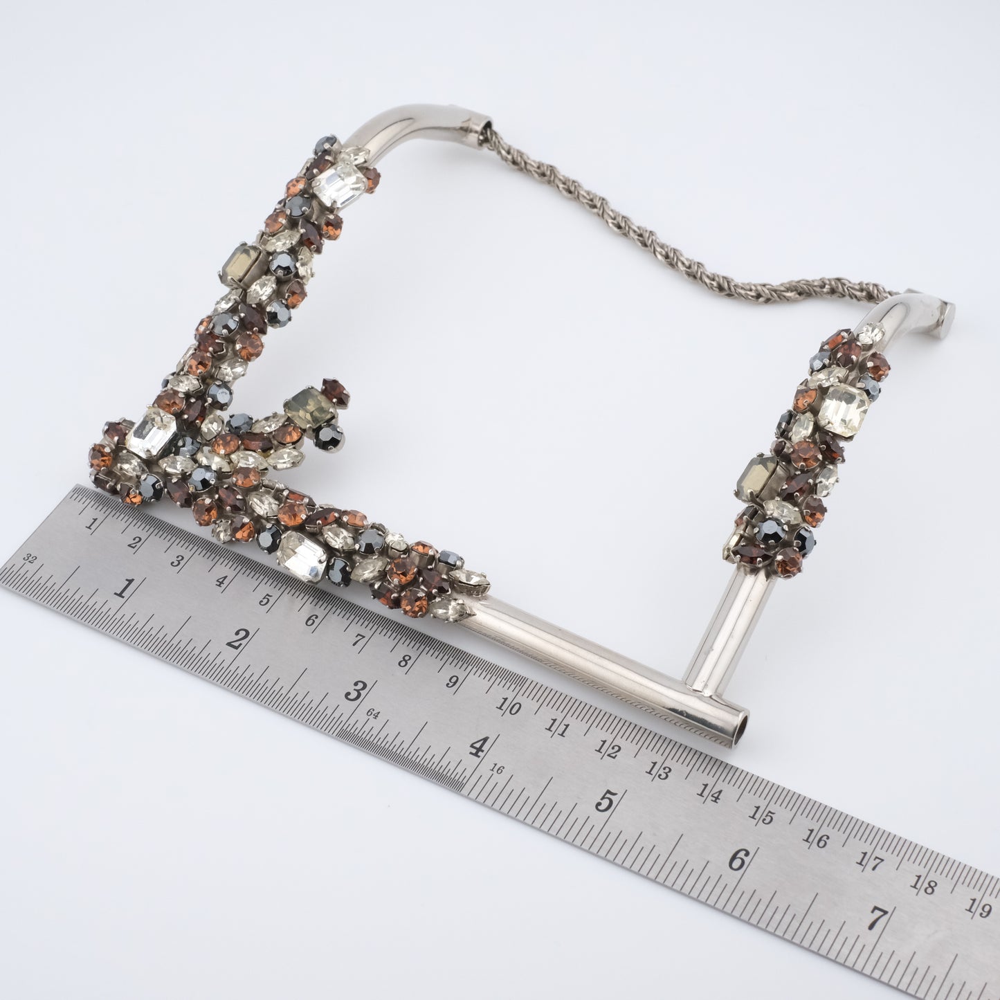 Vintage Cascio Bijoux Italy Rhinestone-Encrusted Square Collar Necklace – 1970s Statement Piece