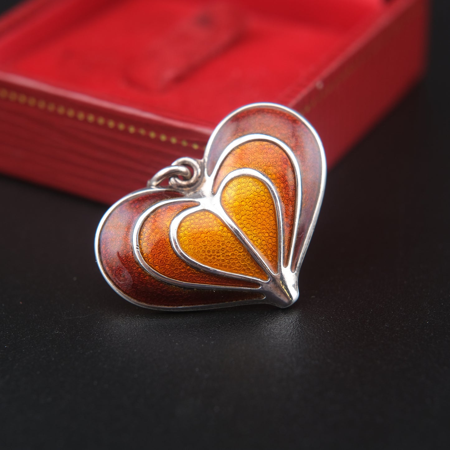 David-Andersen Norway Sterling Silver Enamel Heart Pendant