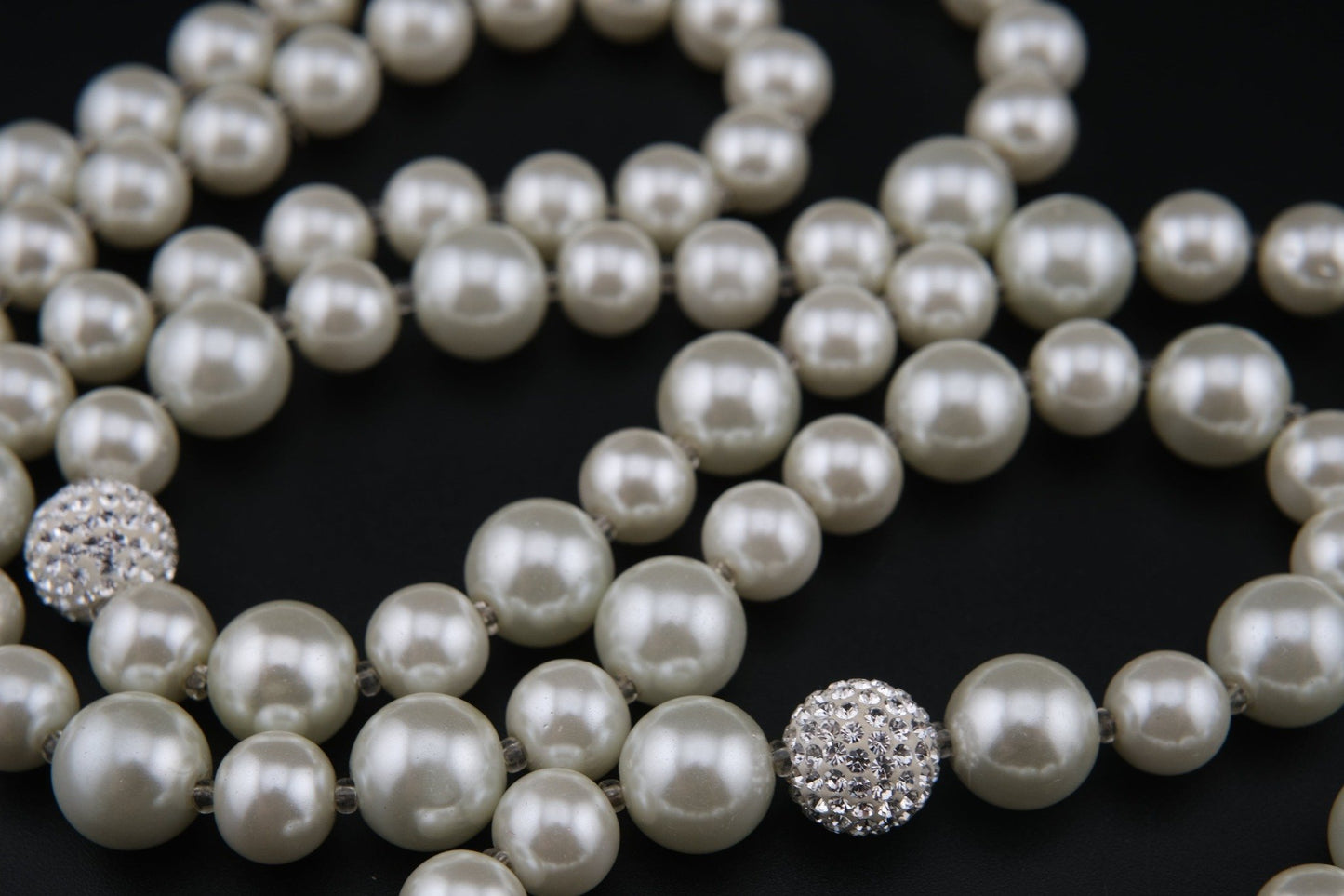 Agatha Paris Faux Pearl Necklace – Elegant Single Strand with Crystal Accents