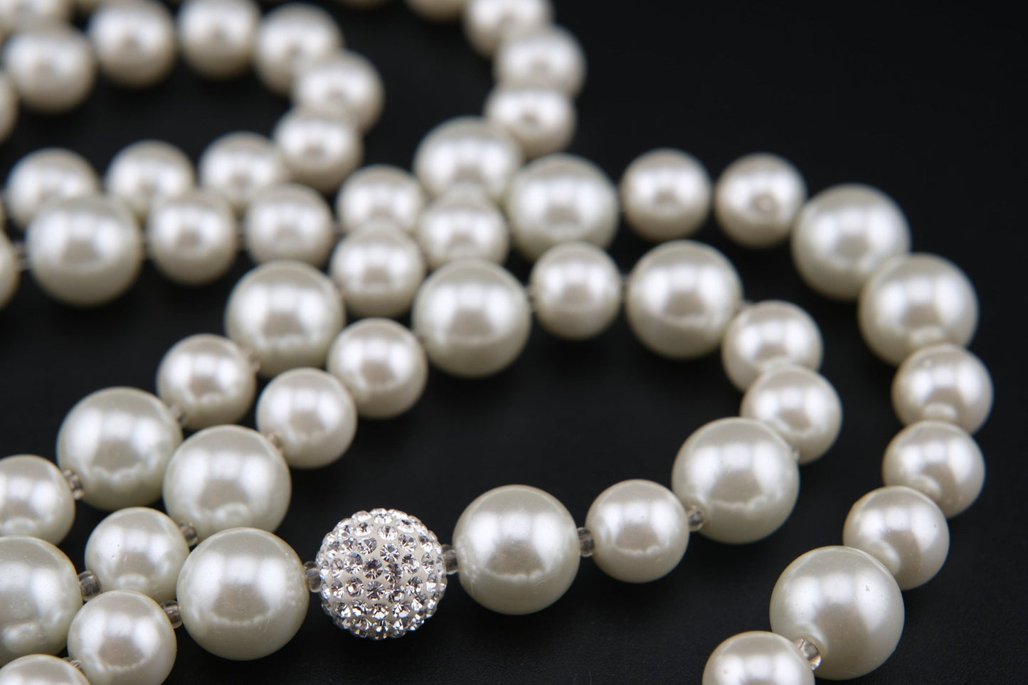 Agatha Paris Faux Pearl Necklace – Elegant Single Strand with Crystal Accents