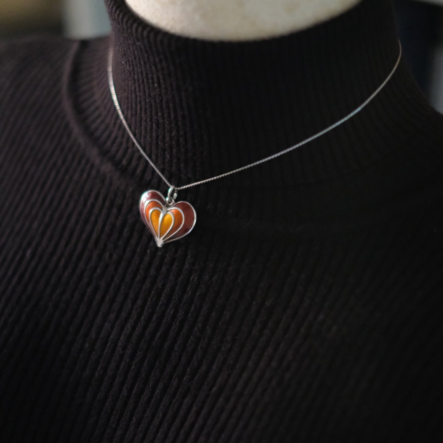 David-Andersen Norway Sterling Silver Enamel Heart Pendant
