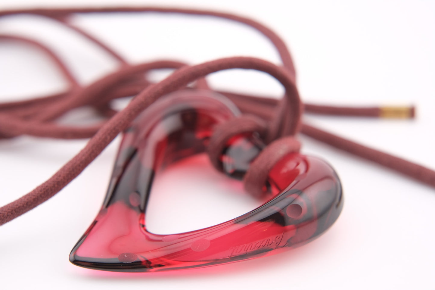 ❤️ Baccarat Red Crystal Heart Pendant Necklace on Burgundy Cord