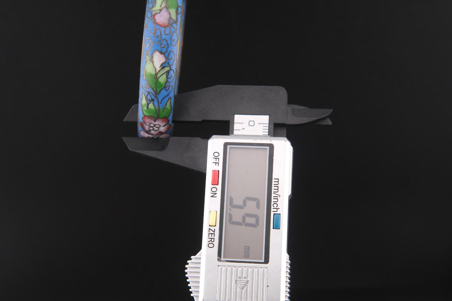 Vintage Chinese Cloisonné Floral Bangle Bracelet – Blue Enamel