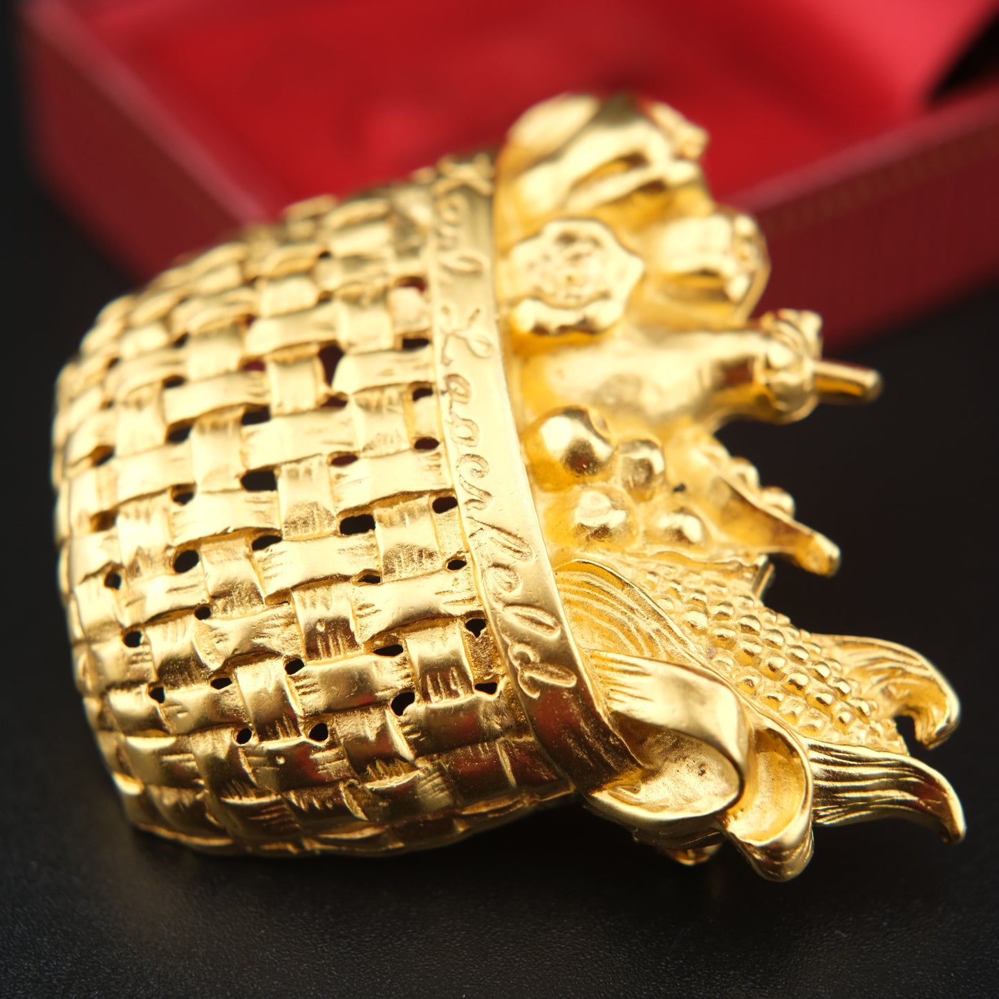 Karl Lagerfeld Gold-Tone Woven Harvest Basket Brooch