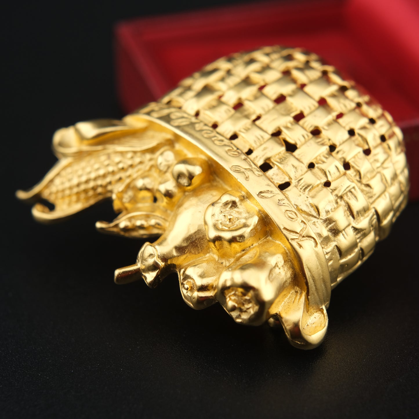 Karl Lagerfeld Gold-Tone Woven Harvest Basket Brooch