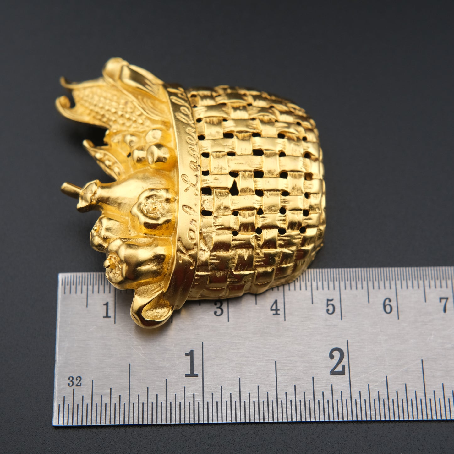 Karl Lagerfeld Gold-Tone Woven Harvest Basket Brooch