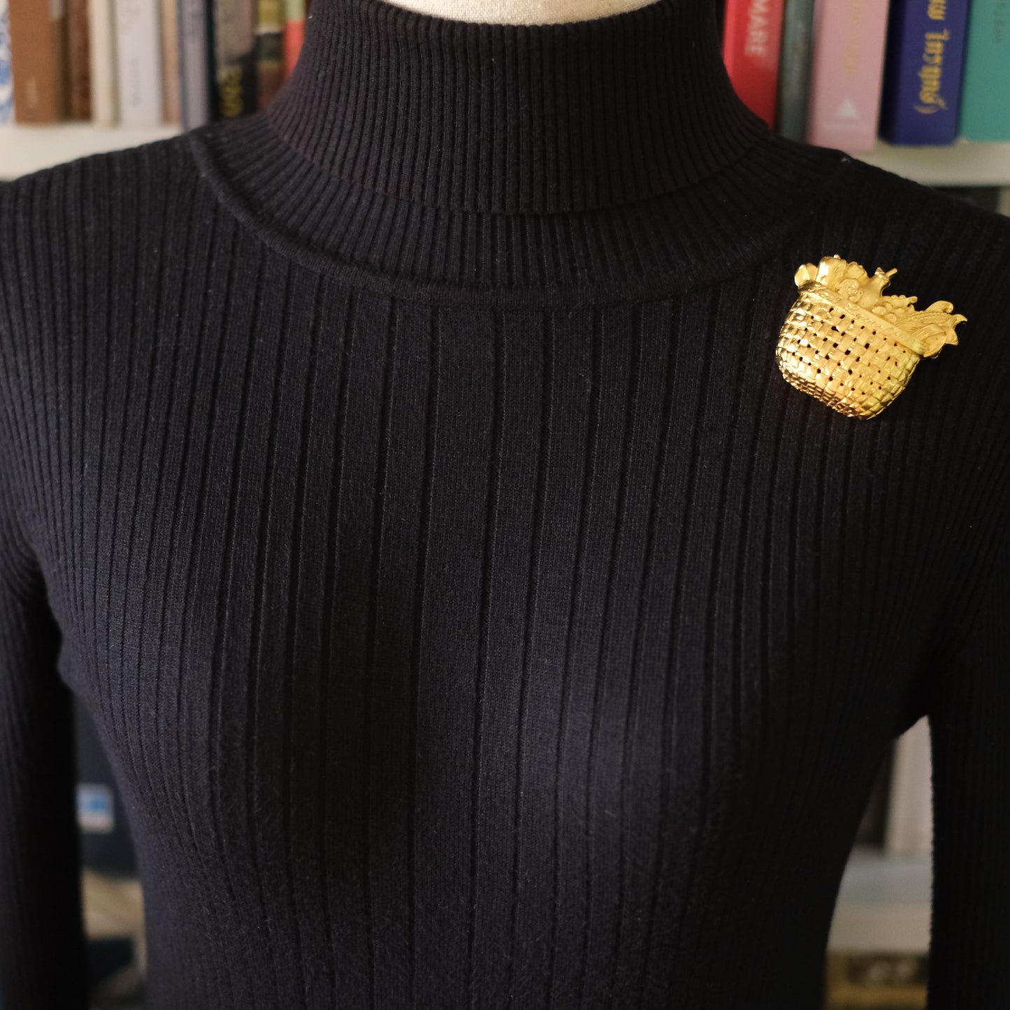 Karl Lagerfeld Gold-Tone Woven Harvest Basket Brooch