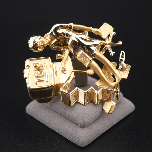 ❤️ Vintage AJC TGIF Computer Office Worker Gold Tone Brooch
