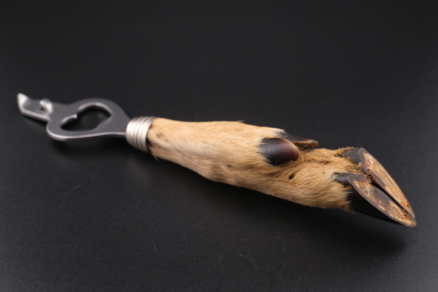 Vintage Deer Hoof Bottle Opener – Rustic Taxidermy Handle – 8" Lodge Bar Tool – Good Luck Gift for New Home or Man Cave