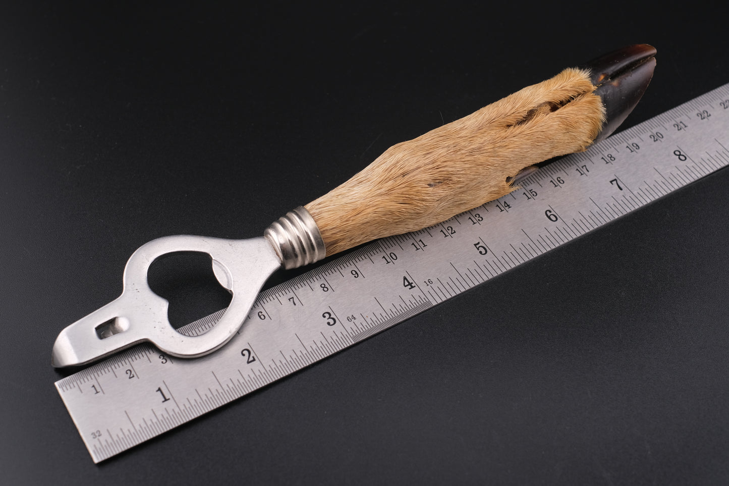 Vintage Deer Hoof Bottle Opener – Rustic Taxidermy Handle – 8" Lodge Bar Tool – Good Luck Gift for New Home or Man Cave