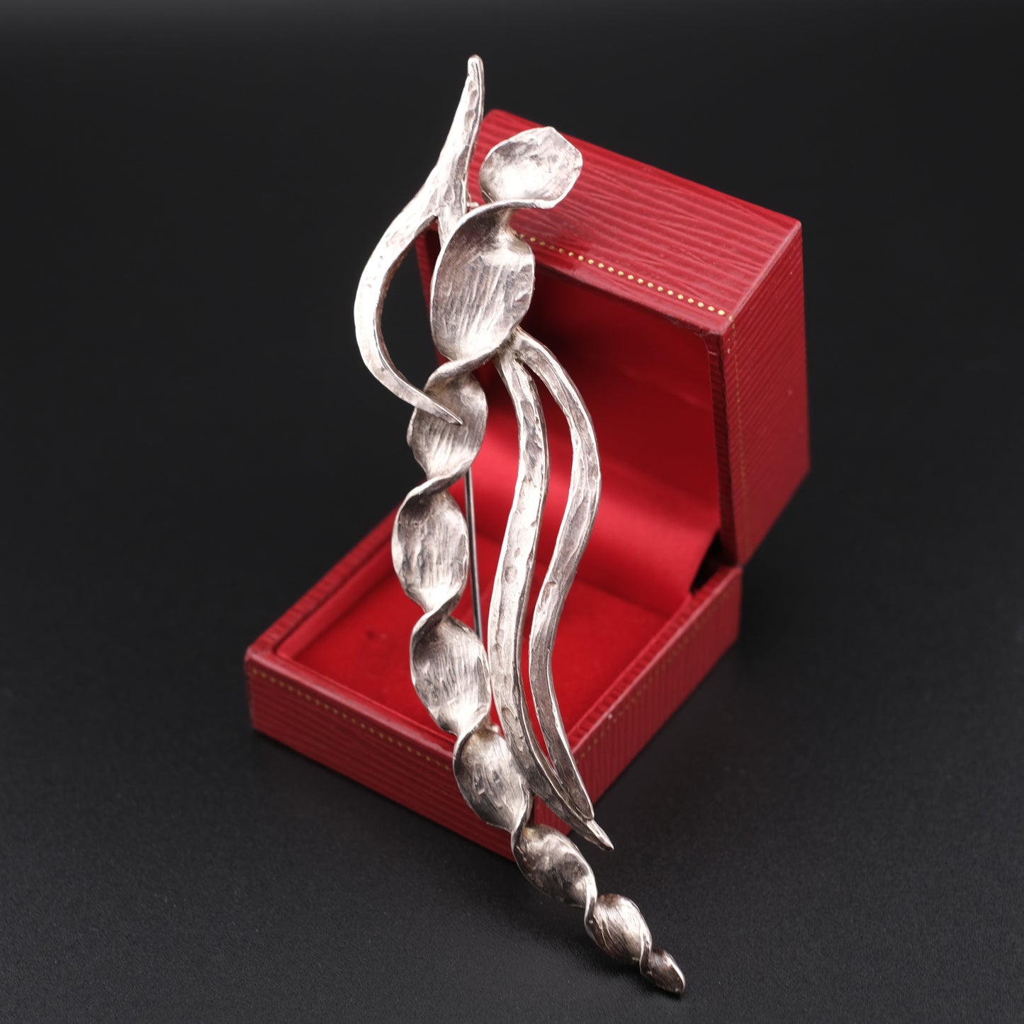 Vintage Signed "Delphine Nardin Paris" silver-tone hammered metal brooch