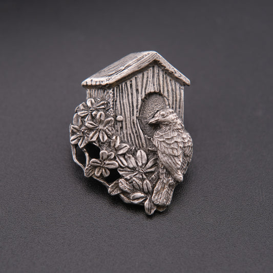 ❤️ Vintage Birds & Blooms Brooch Set of 3 – Limited Edition Pewter Garden & Bird Pins