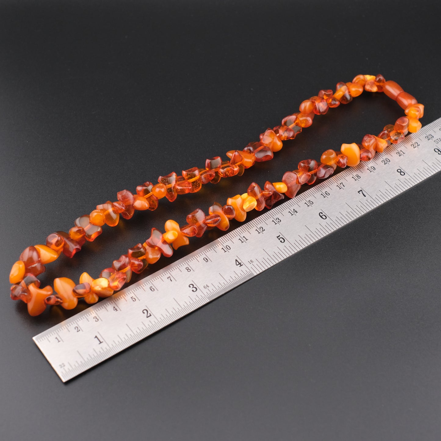 Fiery Baltic Amber Nugget Necklace – Butterscotch, Cognac & Honey Tones (34g, 18")