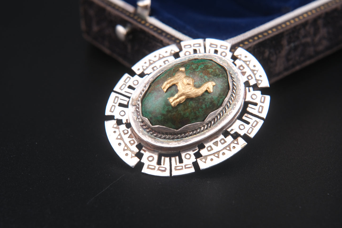 Peruvian Vintage Sterling Silver & 18K Gold Llama Brooch Pendant